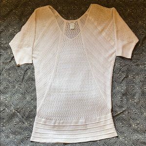 Cache white/gold v-neck lace knit long tunic
